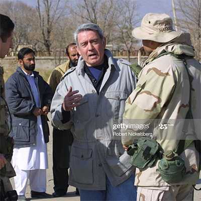 Dan Rather interviews U.S. Army soldiers in 2001 north of Kabul, Afghanistan. @gettyimages